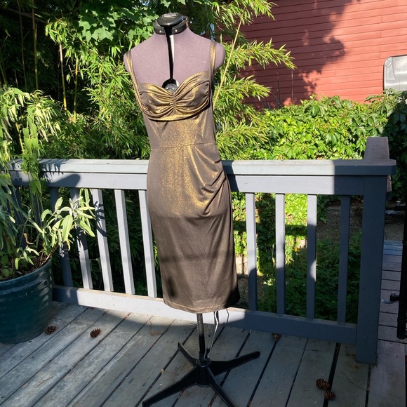 Bettie Page Gold and Black Dress - Picture 2 of 2